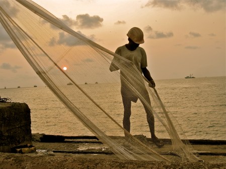 Man organising Fishing Nets